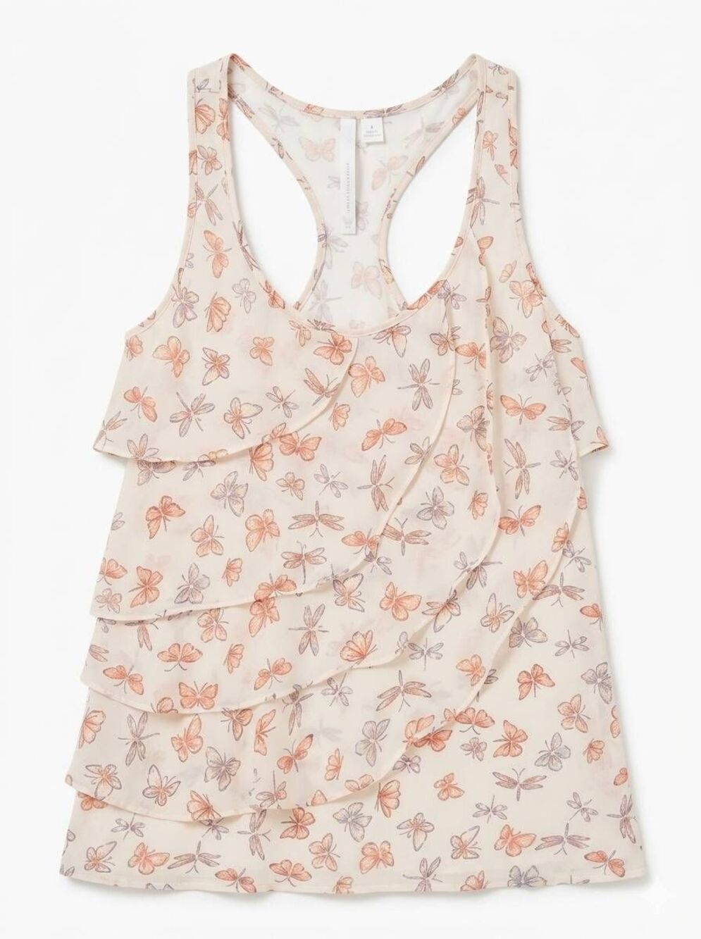 🔹️Lauren Conrad Cream Racerback Layered Ruffle Sleeveless Top Small
